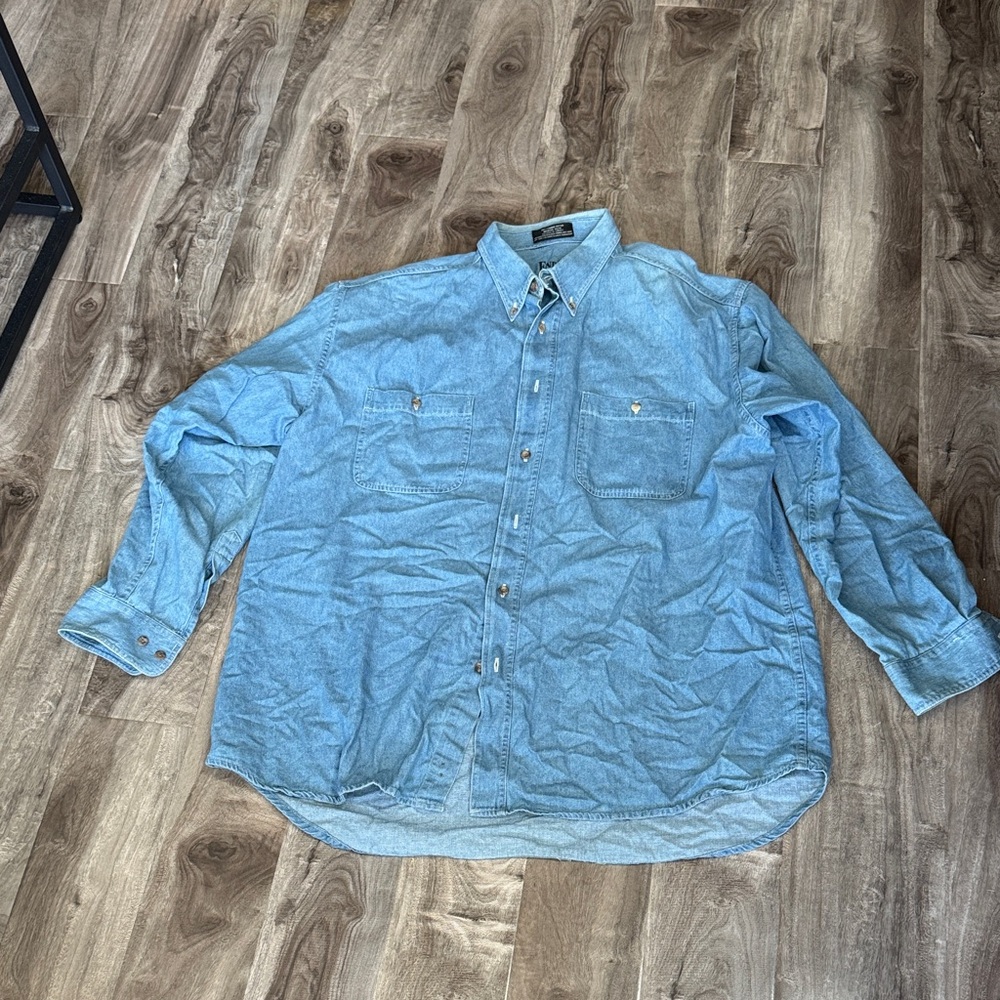 Men's Denim Blue Button-Down Shirt
